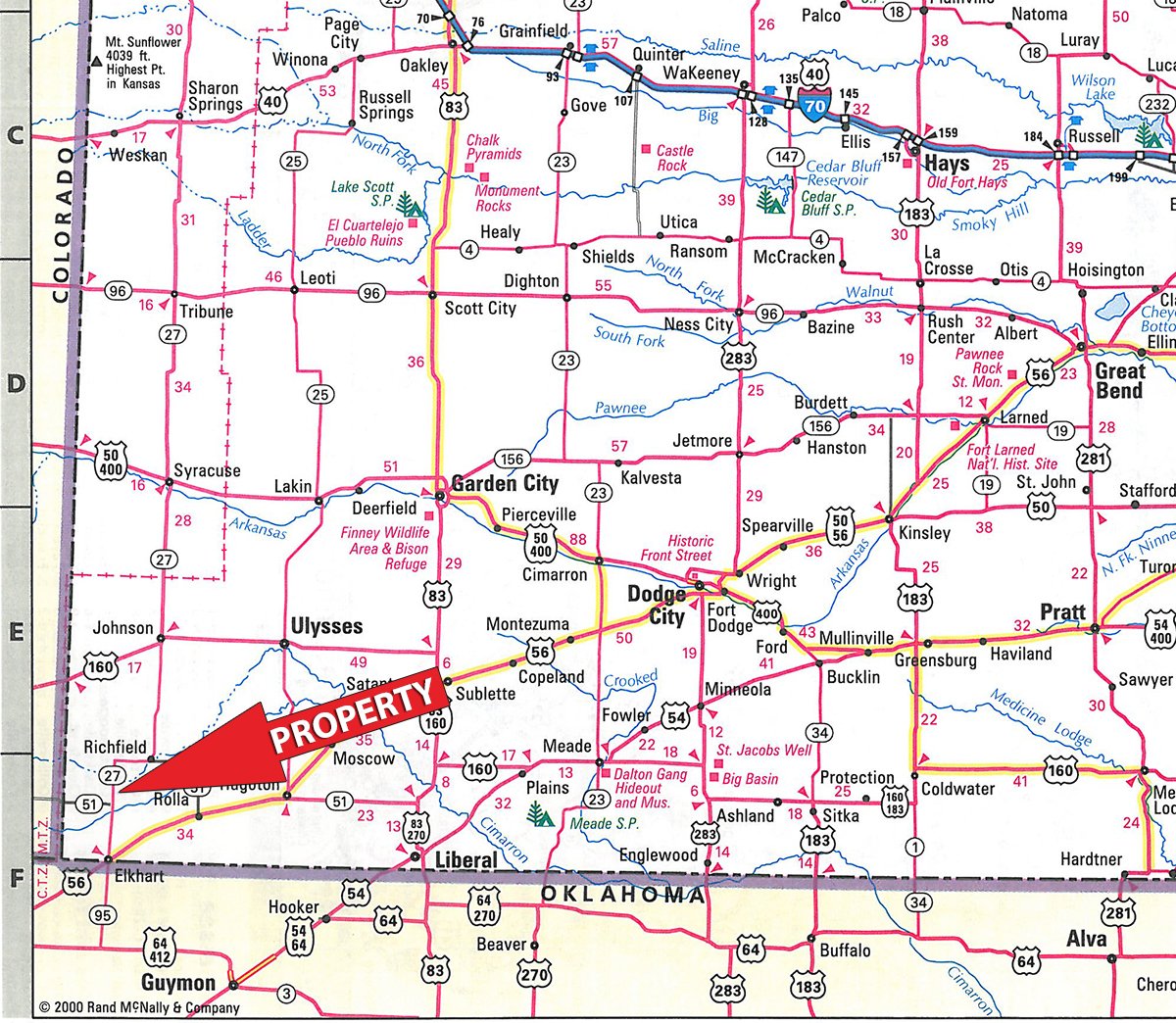 Area map - REAL ESTATE & MINERAL AUCTION - 640+/- ACRES & PRODUCING MINERALS OFFERED IN 8 TRACTS IN MORTON COUNTY, KANSAS